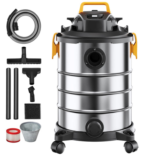 SucceBuy Stainless Steel Wet Dry Shop Vacuum Wet Dry Vac Powerful Suction Small Shop Vac Perfect for Carpet Debris Pet Hair