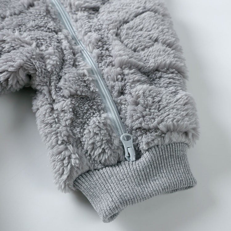 Cartoon Baby Clothes Boy Romper Long Sleeve Arctic Velvet Hooded Baby Girl Romper Winter Warm Newborn Clothes 0-18 Months