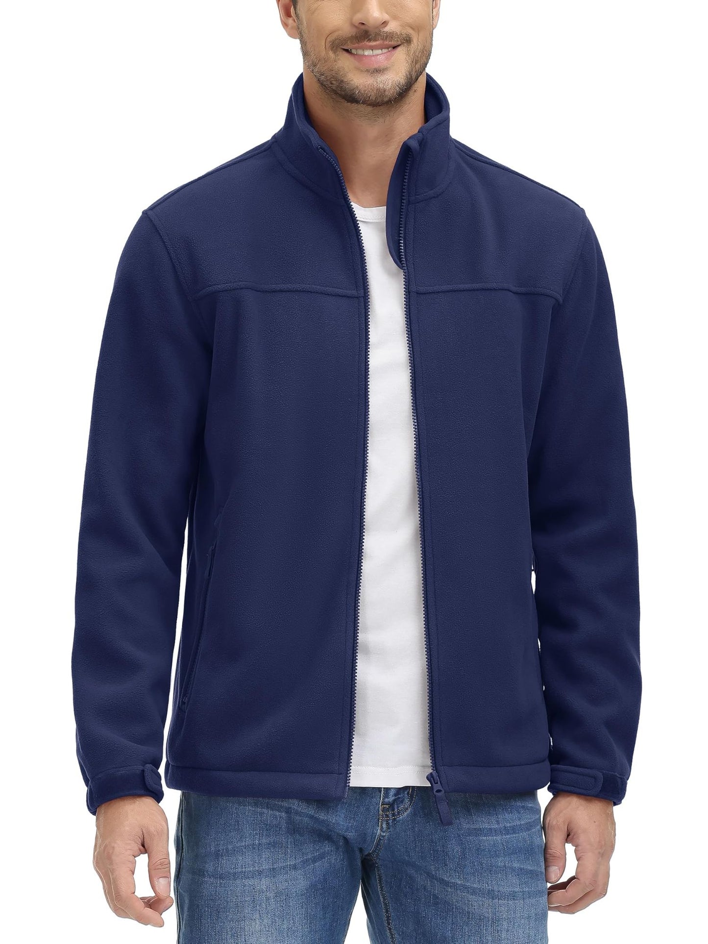 TACVASEN Winter Windproof Fleece Jackets Full Zip Mens Winter Jacket Multi-Pockets Work Coats Hiking Windbreaker Climbing Parka