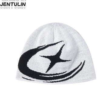 Toucas Y2K Harajuku Street Boomerang Padrão Satr Outono Unissex Quente Gorro de Tricô Hot Girl Outdoor Casual Masculino Bonés Hip Hop