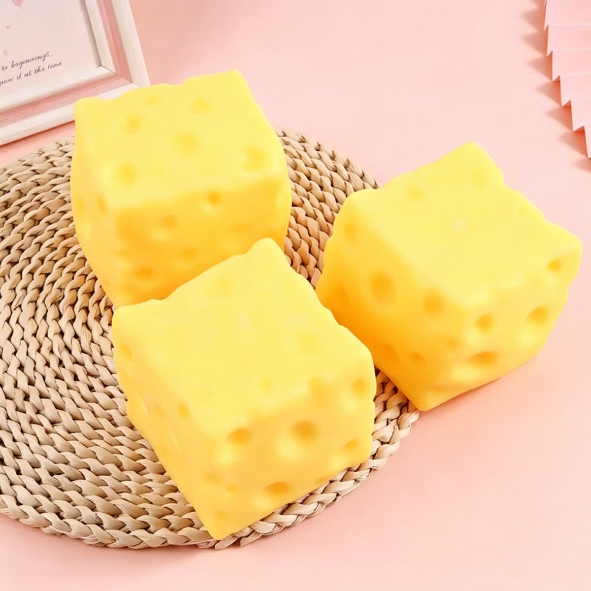 1/3/5Pcs 5cm Cheese Squeeze Toy Fidget Stress Relief Squishy Cube Toy, Slow Rebound, Decompression Toy for Kids Adults Gift