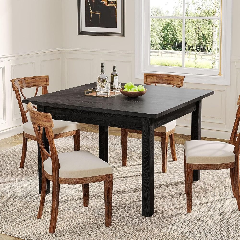 Wood Dining Table Modern Kitchen Table for Dining Room Living Room, 2-4 People Dining Room Table Square Dinner Tables with Wood