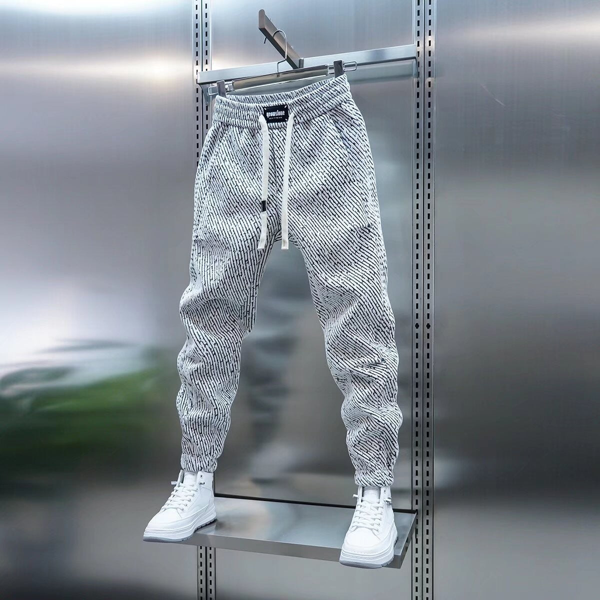 Spring And Autumn Men Harem Pants Zebra Striped Trousers Sport Clothing Cargo Sweatpants Brushed Loose Waist Versatile Pants