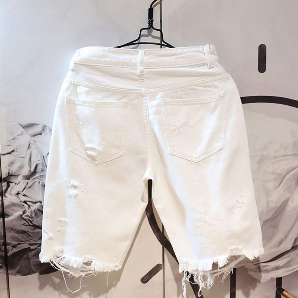 Multi Pockets Denim Match Top Button Zipper Closure Men Summer Short Jeans Men Summer Shorts Men Garment