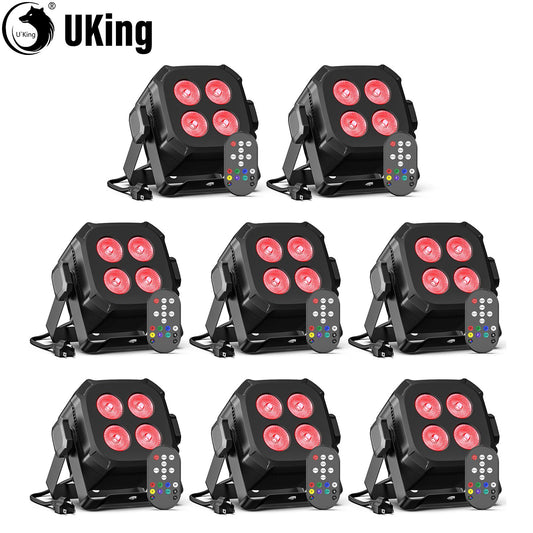 U'King 8Pcs/Set Square LED Par Lights 4X8W RGB LED Stage Light Remote&DMX Controlled DJ Light For Wedding Party Club Disco Event