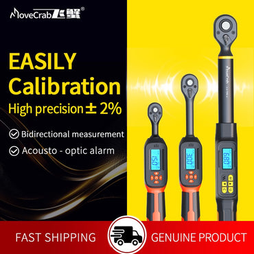 MOVECRAB Digital Torque Wrench 1.5-340N.m with Preset Values 2% Accuracy Buzzer and LED Flash Notification