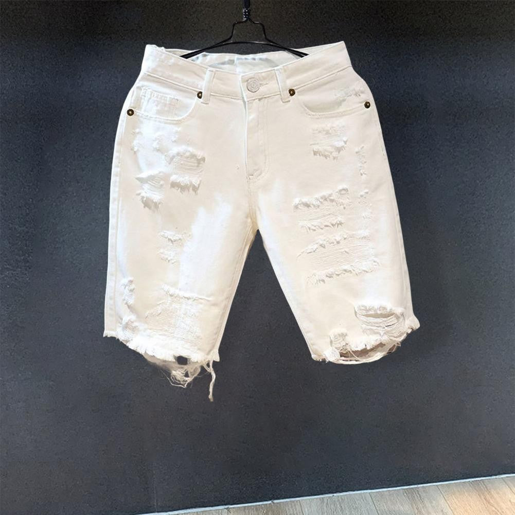 Multi Pockets Denim Match Top Button Zipper Closure Men Summer Short Jeans Men Summer Shorts Men Garment