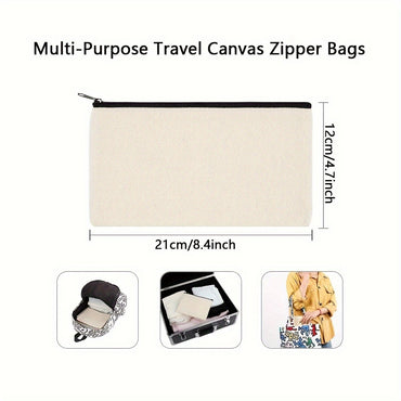 Kit de 12 Peças de Sacolas e Bolsas com Zíper para Sublimação – 6 Sacolas Reutilizáveis de Compras e 6 Necessaires para Artesanato DIY com Transferência de Calor