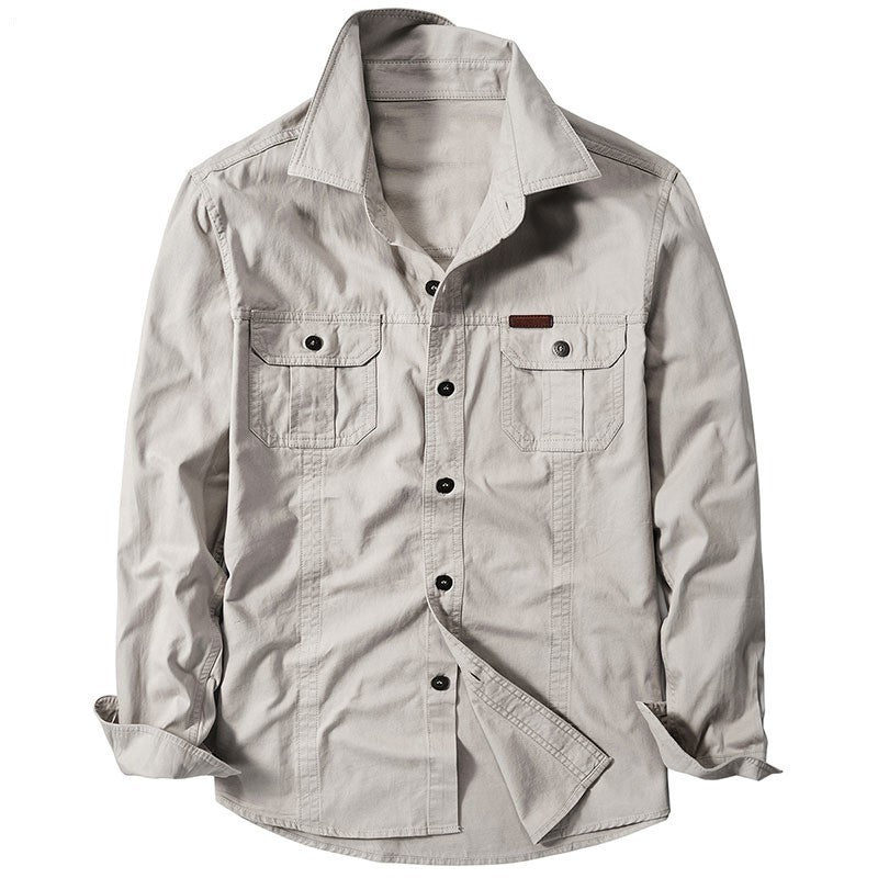 New Men's Spring Multi-pocket Military Tactical Shirts Male Autumn Breathable Blouse Long Sleeve Working Camisa Cargo Shirts