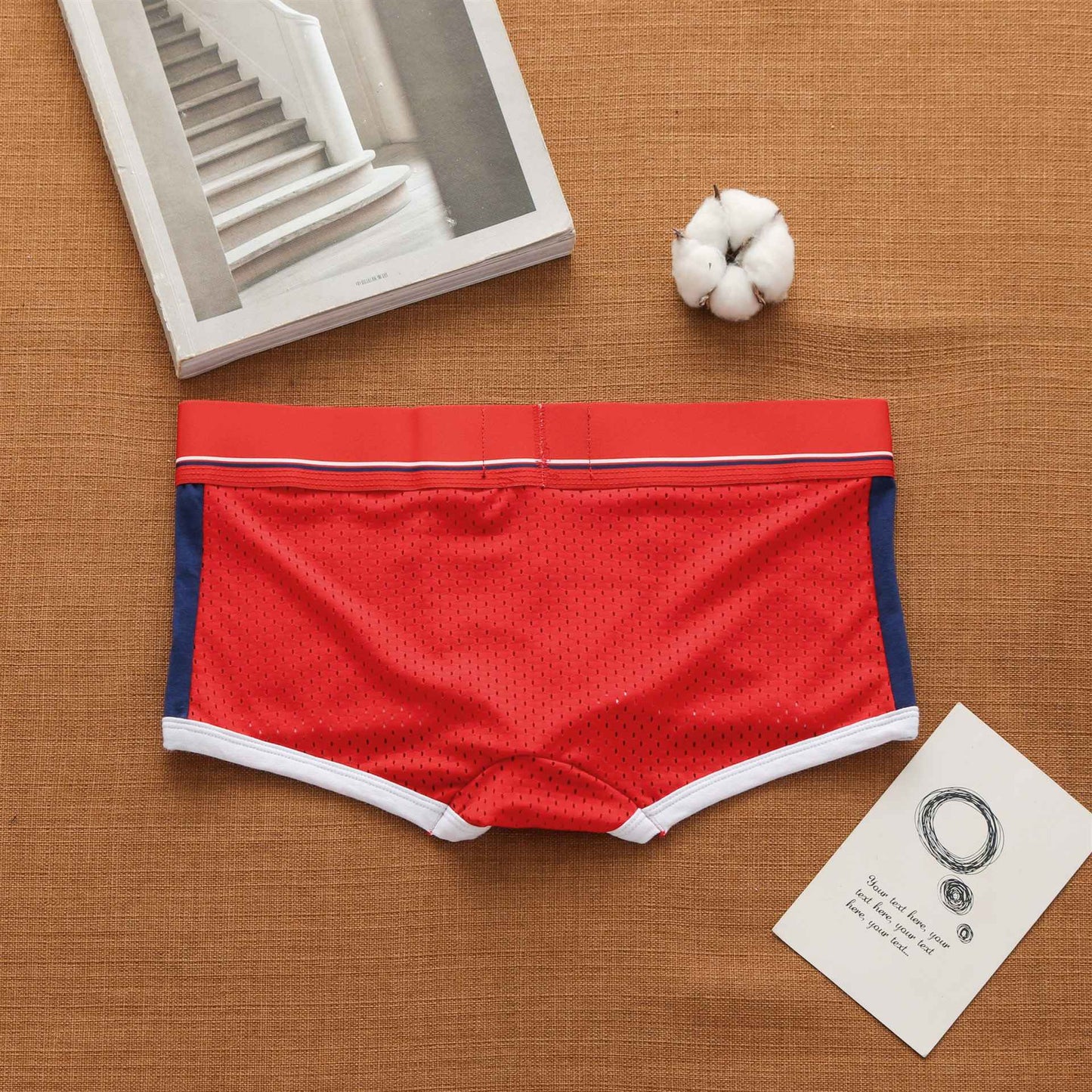Men's panties, low rise breathable ice silk mesh comfortable tide boxers