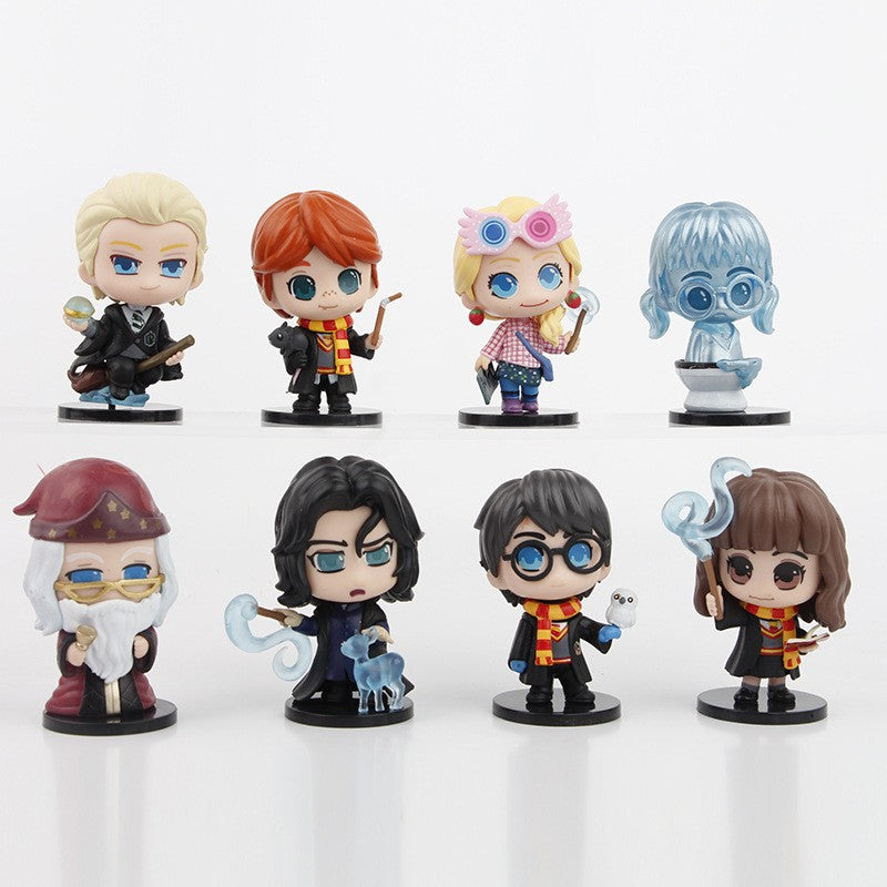 8 pçs/conjunto Mágica de Hogwarts Luna, Murta Que Geme, Dumbledore, Hermione, Rony, Snape Bonecos Colecionáveis