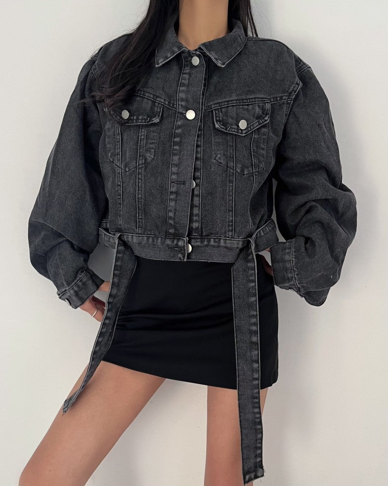 2 colors Women's casual Jean Coats 2025 Spring Women Denim Jacket Long Sleeve cropped Female Girls streetwear(N2418)