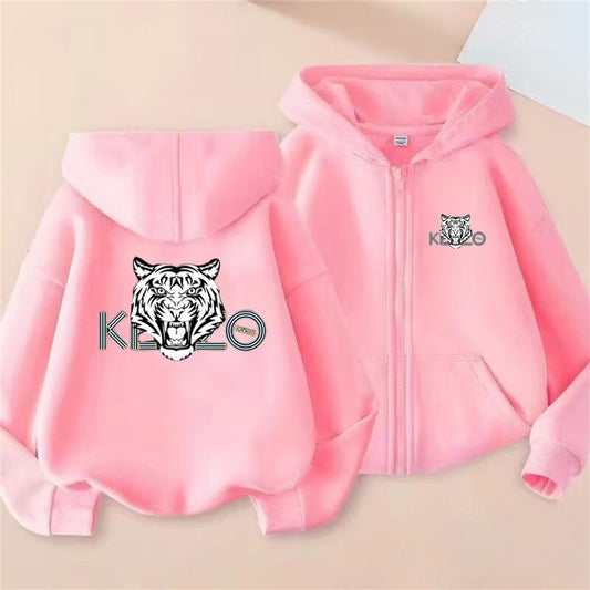 Children Zip Up Hoodie Tops tiger's head Girl Boy Sweatshirt Kid 3-12 Year Zipper Hoody Coat Casual Sweatshirts black Clothes
