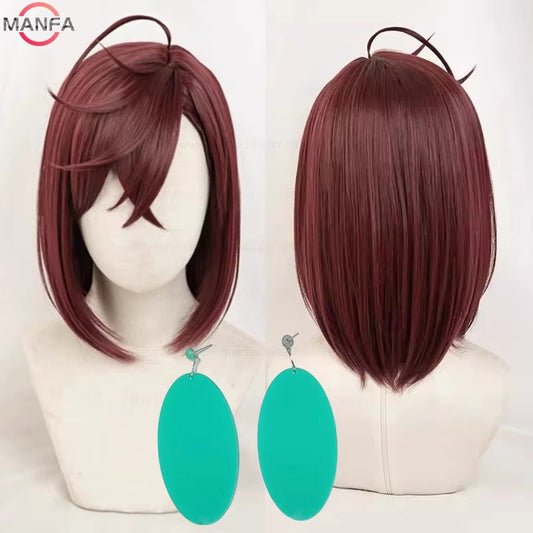 High Quality Momo Ayase Ekalun Cosplay Wig Anime Dandadan Cosplay Short Brown Heat Resistant Hair Anime Cosplay Wigs + Wig Cap