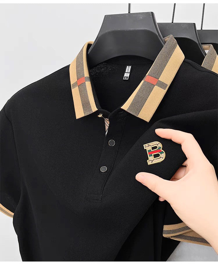High end brand embroidered men's short sleeved pocket design polo shirt, summer new cool and breathable cotton casual T-shirt