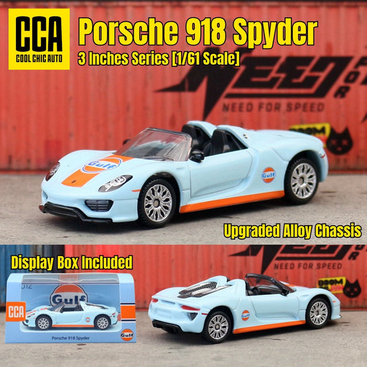 1/61 Porsche 918 Spyder Brinquedo Carro Modelo CCA MSZ 1:64 Miniatura Fundida Coleção Rodas Livres Adequado para Hot Wheels Presente Criança