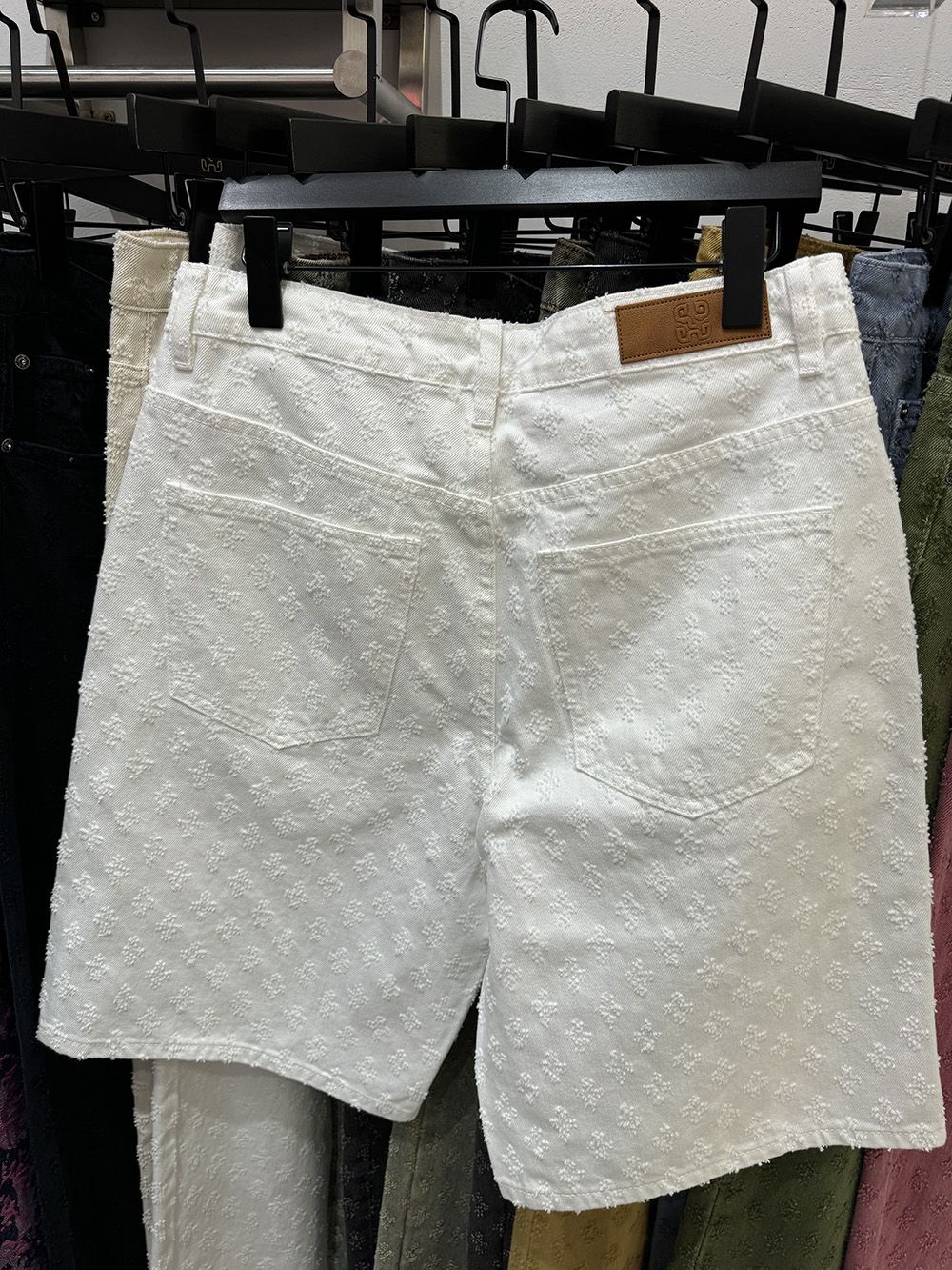 New Summer Men Distressed Short Jeans Vintage Jacquard Straight Leg Men's Denim Shorts Pants