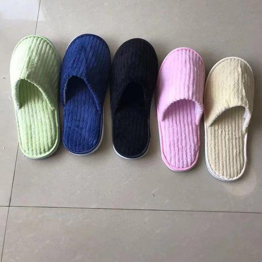 5 Pairs/Lot Mix Colors Men Women Disposable Hotel Slippers Cotton Slides Home Travel SPA Slipper Hospitality Cheap Footwear