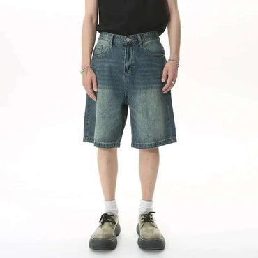 IEFB Summer Men's Casual Jeans Shorts Loose Mid High Waist Fashion Knee Lenght Denim Short Pants Vintage Male New Korean 9A8588