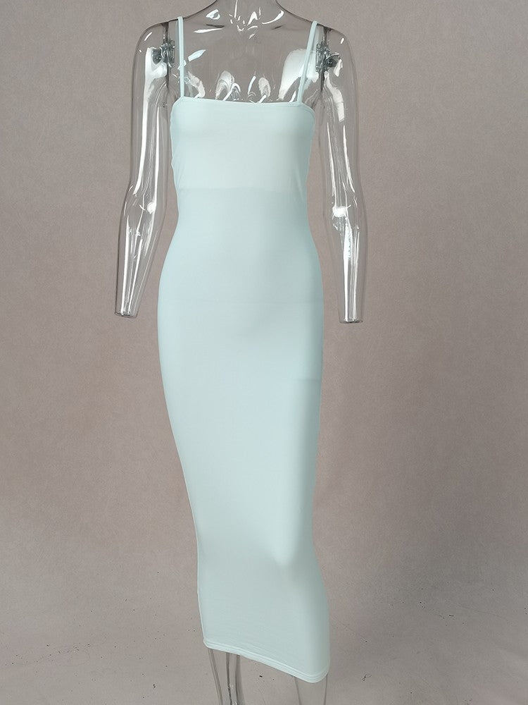 2025 New Spring Summer Women's High Elastic Sleeveless Backless Dress Long Sling