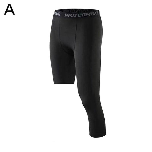 Men One Leg Compression Tights Pants Compression Polyester Sports Training Basketball Tights Pants Athletic Base Layer Tights