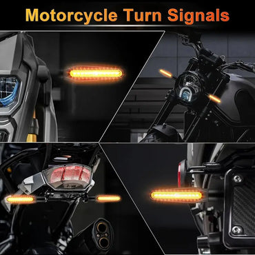 4pcs Universal Motorcycle Led Turn Signals Blinker Flowing Water Flashing Lights Stop Signal Light DRL Lamp Tail Brake Signal