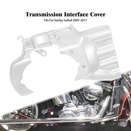 Motorcycle Chrome Engine Transmission Interface Cover CNC Aluminum For Harley Softail Deluxe Fat Boy 2007-17 Heritage Slim Deuce