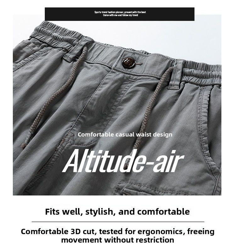 Men's Casual Loose Cotton Work orts American Retro Sle Five-Quarter Length Youth Faion Summer Apparel Straight Leg Fit