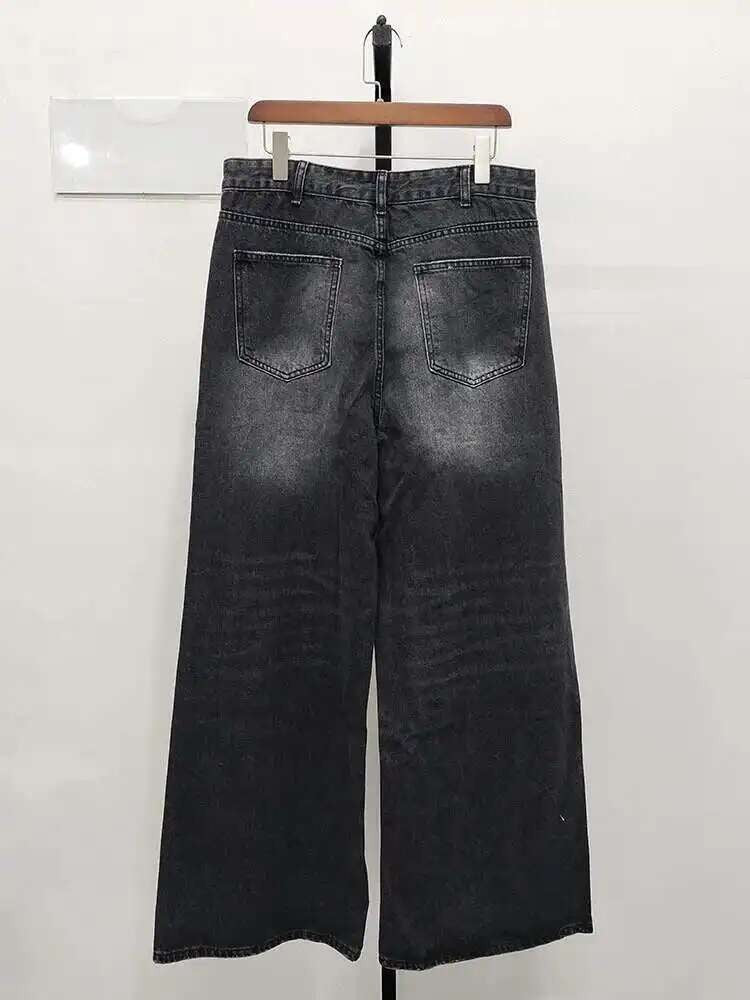 IEFB Vintage Men's Baggy Denim Trousers 2023 New Streetwear Wide Leg  Loose Denim Pants Fashion Distressed Straight Pants 9C1519