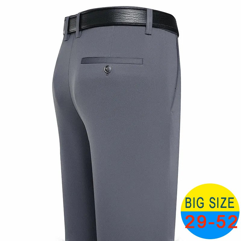 Spring Summer Men's Casual Pants Stretchy Suit Pants Formal Business Trousers Plus Size 46 48 Classic Navy Blue Trousers
