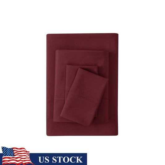Super Soft Microfiber King Bed Sheet Set 4 Piece Wrinkle Resistant Lightweight Breathable Fitted Flat Pillowcases Elegant Design