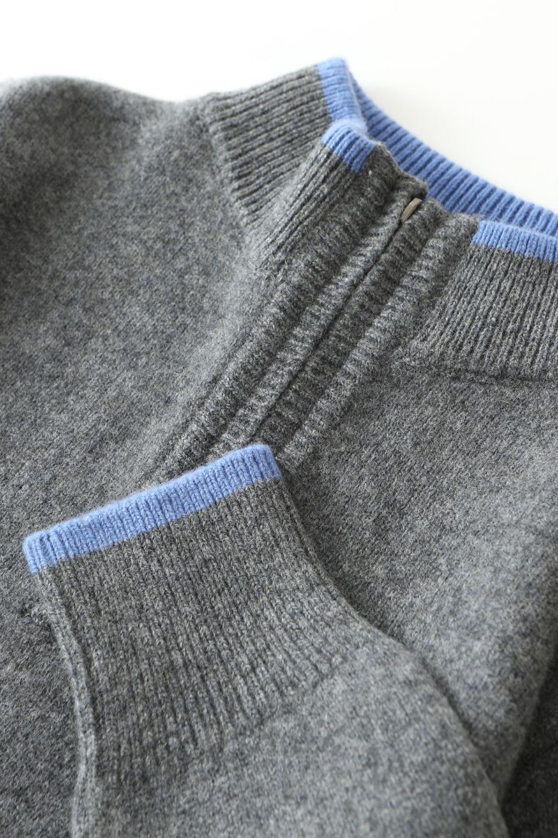 New Men Knitted Half Zipper Style Pullover Pure Australian Wool Sweater Splicing Edge Decoration High quality Thicken Warm Tops