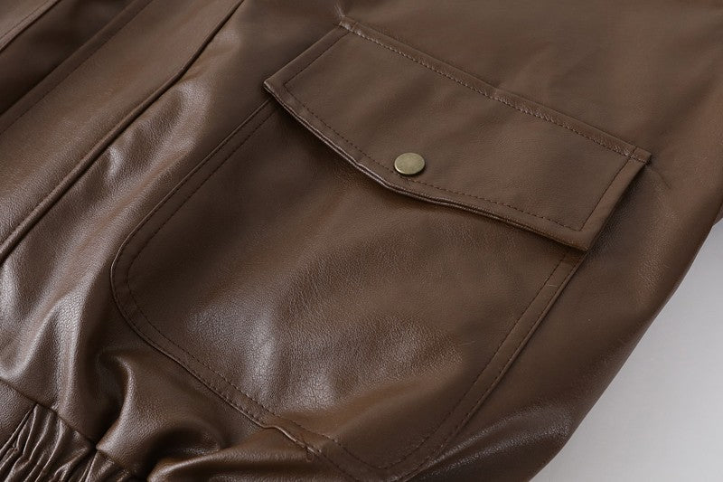 Winter Women's Fur Leather Jacket Long Sleeved Loose Warm Lamb Wool Vintage Thickened Locomotive Lapel Female PU Motorcycle Coat