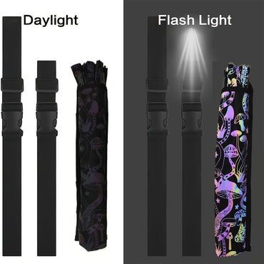 33 CM Bright Flash Reflective Glitter Folding Hand Fan with Holster, Mushroom Folding Fan for Raves Music Festivals, Carnivals