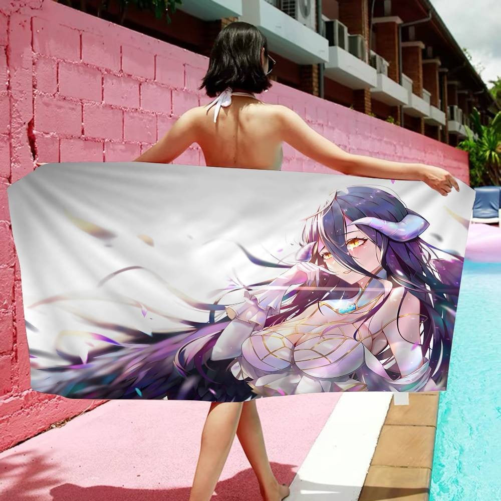 Gamer Albedo Anime Sexy Girls Anime Beach Swimming Towel Soft Absorbent Washcloth Children's Gifts For Kids Travel Camping Gym