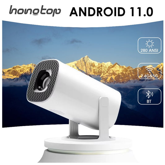 HONGTOP Android 11 Projector 720P Smart Mini Portable Projector with WiFi6 Bluetooth Home Theater Outdoor Portable Projector