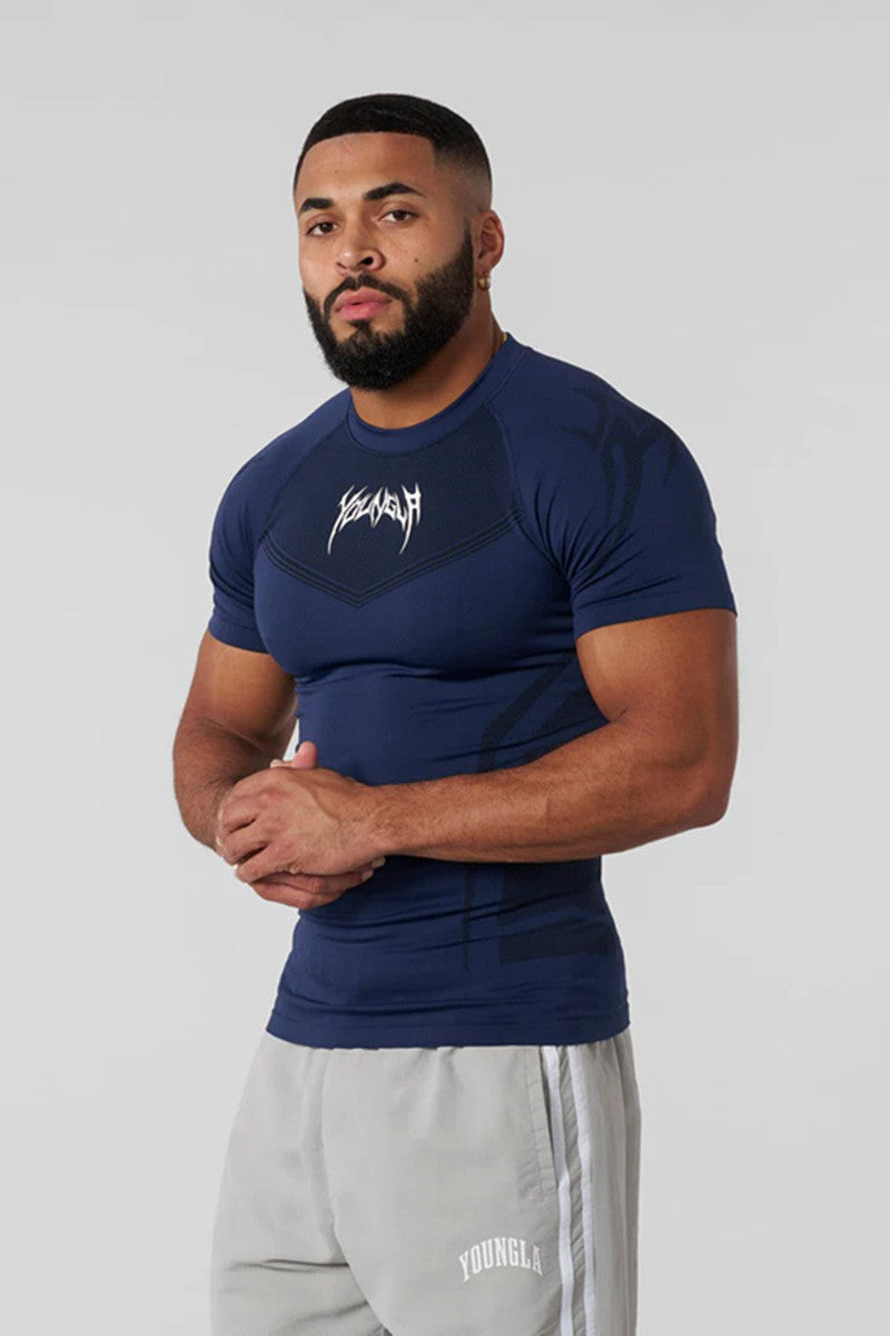 New YOUNG LA Men's Fitness Sports T-shirt Tights Men High Elastic Training Clothing Short Sleeve Tops Fitness Thirts For Men
