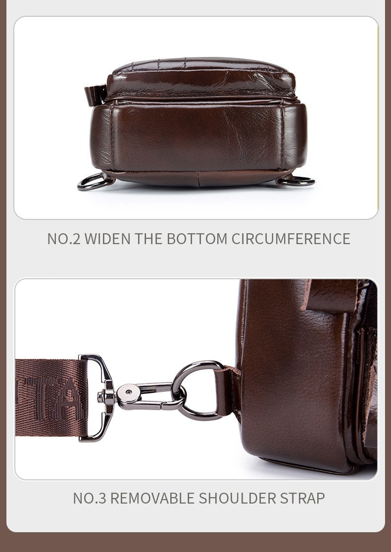 BULLCAPTAIN Bag Genuine Leather Chest Bag Men's Fashion Style Casual Straddle Bag Business Large Capacity Leather Men's Luggage