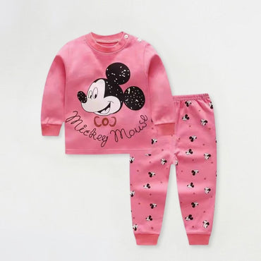 Disney Mickey Print Baby Boys Underwear Set Autumn Kids Home Clothes Suit Casual Cartoon Long Sleeve Tops + Pants Children's Pjs