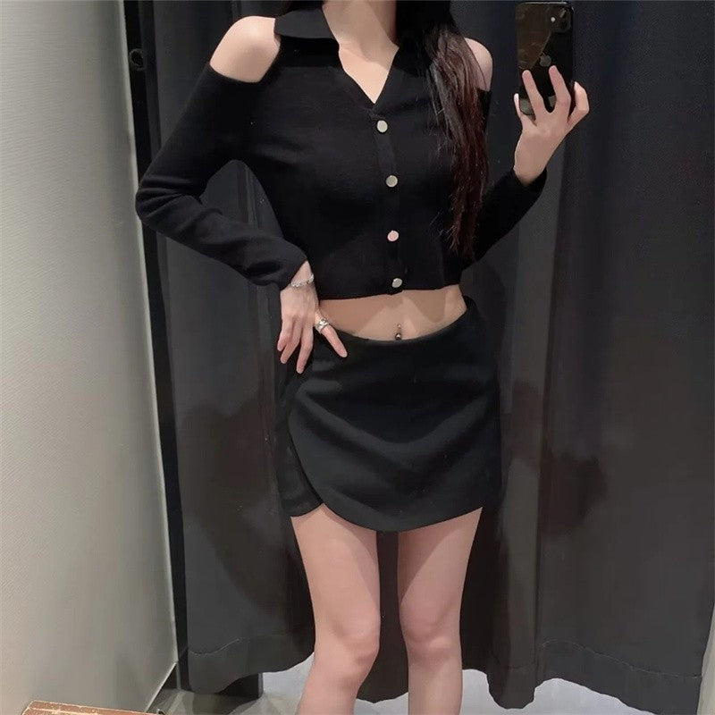 MUJER 2025 Black Mini Skirt Shorts Woman Fashion Asymmetric Skort For Women High