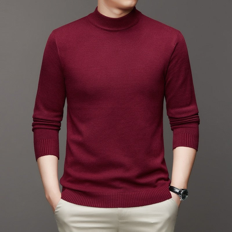 Half Turtleneck Knitwear Sweater New Autumn/Winter Mock Neck Sweatshirts Solid Color Pullovers Man Brand Casual Mens Clothing