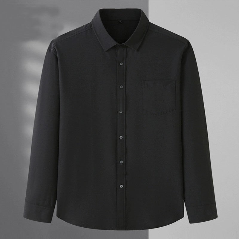Spring and Autumn Large Size 15XL Men's Long-sleeved Shirt Fat High Elastic Solid Color Shirt 12XL 11XL 10XL 9XL 8XL 7XL 200kg
