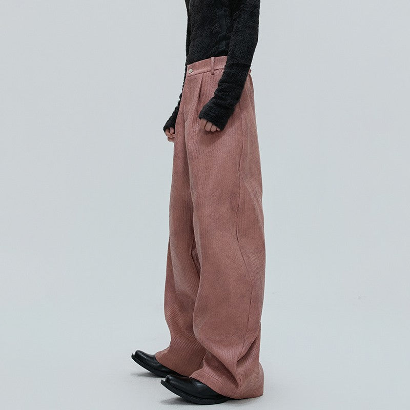 LUZHEN Fashion Original Metal Color Wide Leg Casual Pants Men 2025 New Luxury Solid Color High Quality Handsome Trousers JY4784