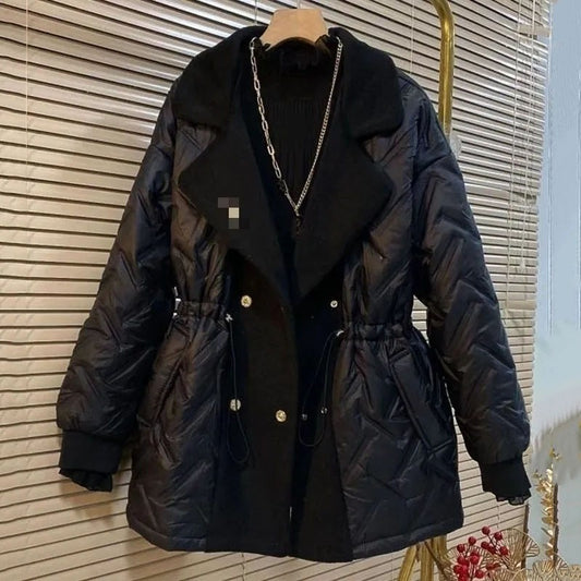 2025 Autumn Winter New Cotton Jacket Women Slimming Concealing Thicken Warm Parkas Waist Fashion Cotton Coat Female Casual Tops
