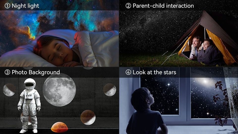 Projetor de Luz Noturna Galáxia Rotativa 360° Abajur Planetário Céu Estrelado Presente de Natal Perfeito para Quarto Infantil Decoração de Feriado