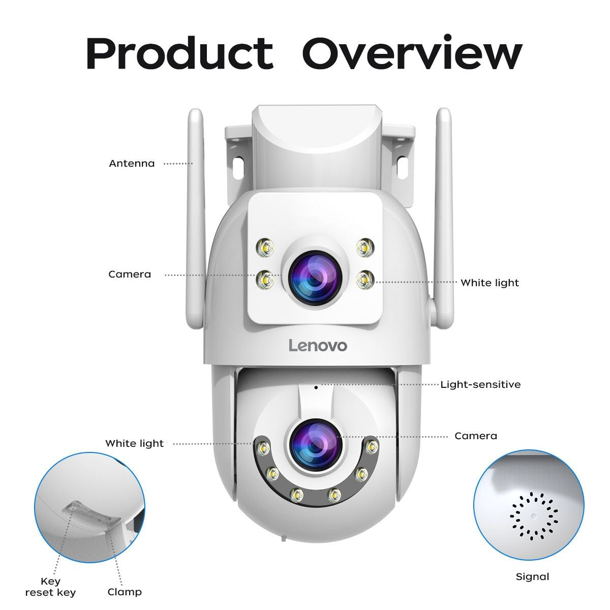 Lenovo HD PTZ Camera Outdoor 6MP Dual Lens Dual Screen 5G Wifi Auto Tracking CCCTV Camera Security Protection Video Surveillance