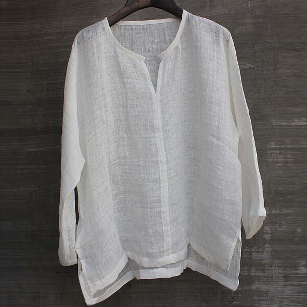 8 Colors!2023 New Linen Shirt Men Brief Breathable Comfy Solid Color Long Sleeve Loose Harajuku Casual Blouse Hawaiian Shirts