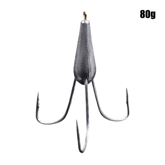 Anzóis de Pesca Triplos Prateados de Aço Carbono com Farpa 20g/30g/40g/50g/60g/80g Agulha de Pesca Acessórios de Pesca