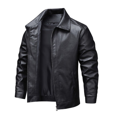 Cool Oversized Short Black Soft Pu Leather Jacket Men Zipper Vintage Turn Down Collar ClothesMen Spring Autumn Leather Jacket