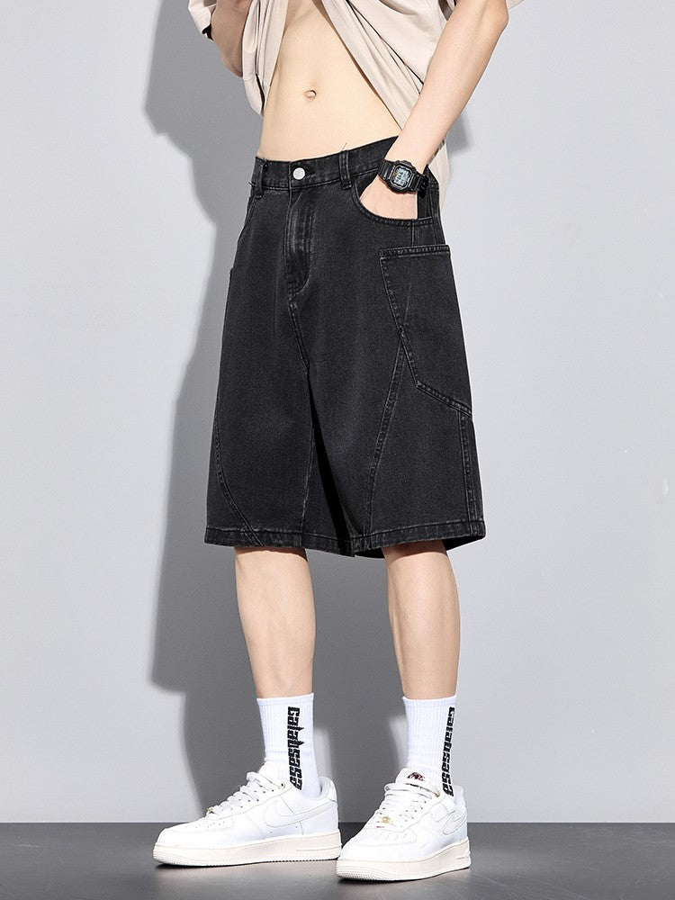 Men's Summer Denim Cargo Shorts Big Size 8XL 7XL 6XL Elastic Waist Straight Baggy Jeans Shorts